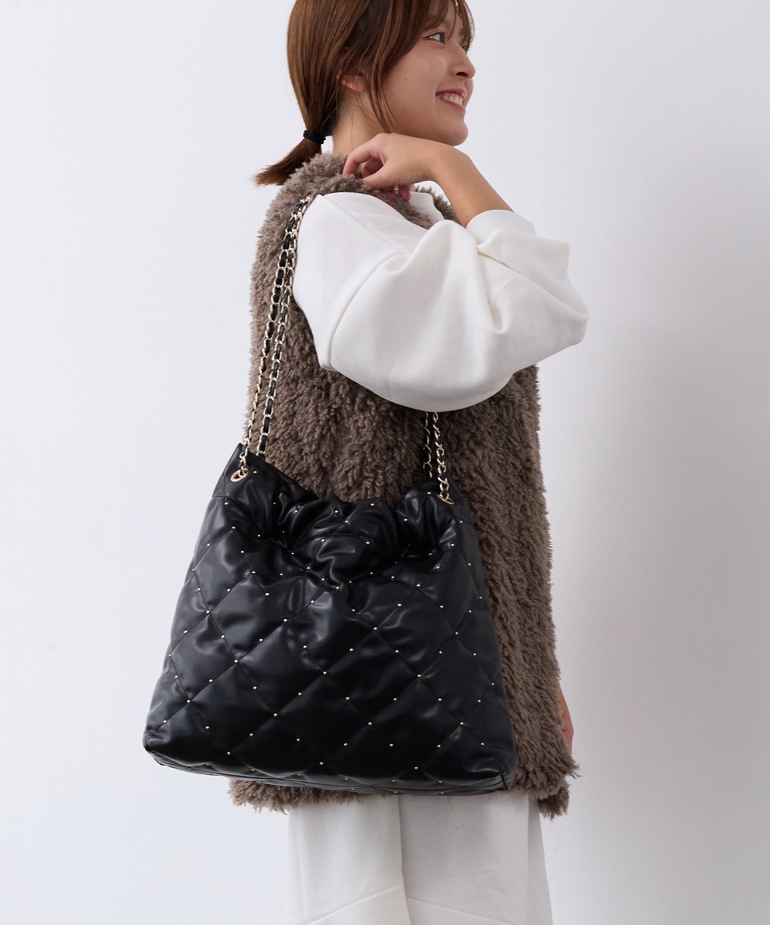 TOPKAPI｜【TOPKAPI COULEUR】キルティング スタッズ チェーン トート