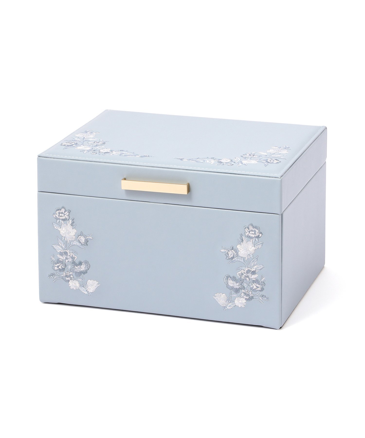 Francfranc｜エンブロイダリーフラワー ジュエリーボックス L ブルー
