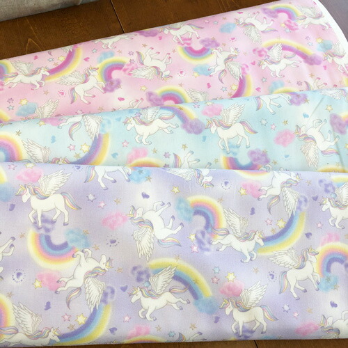 楽天市場】オックスプリント生地≪ゆめかわfabric≫『ユニコーン柄ラメ