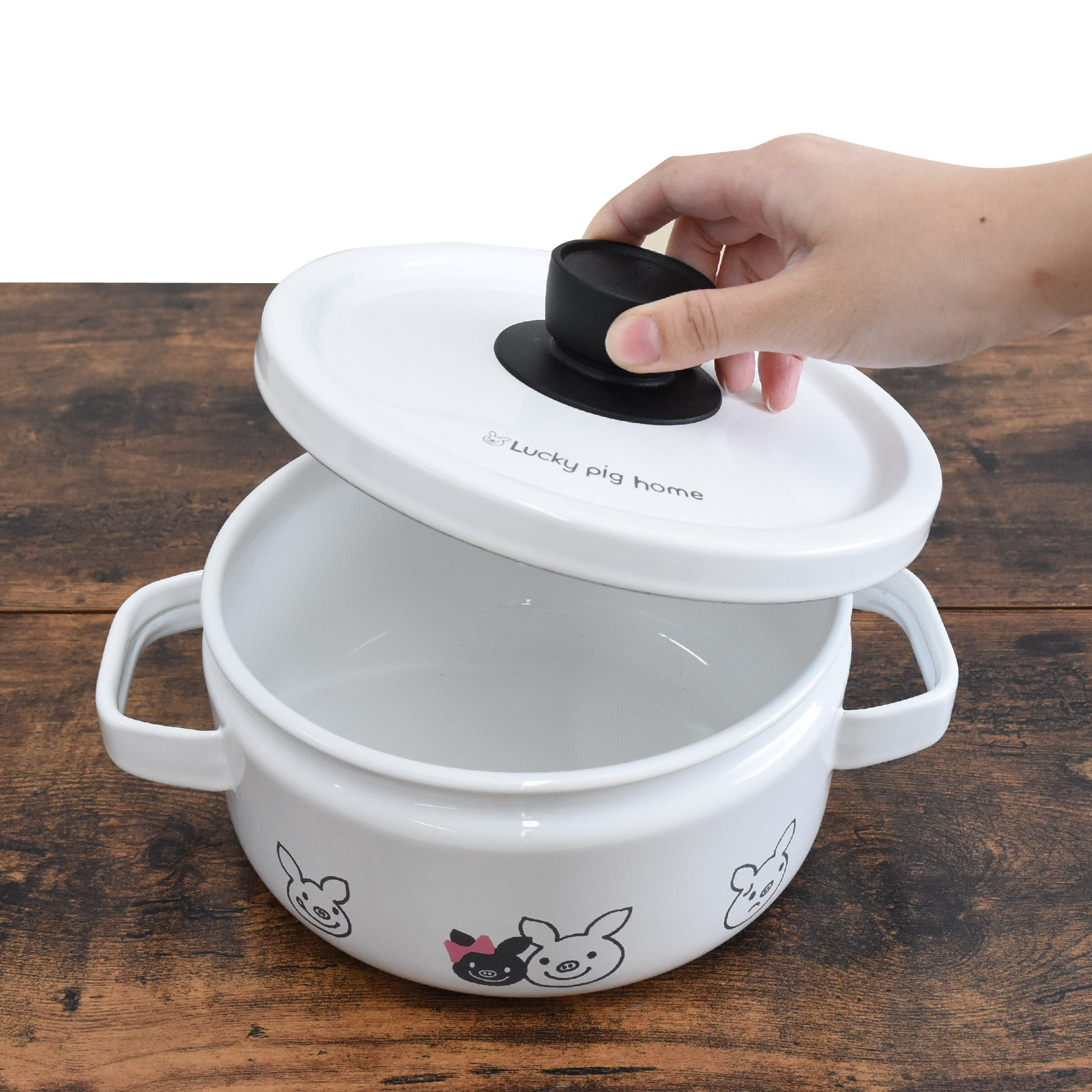 楽天市場】LuckyPighomeキャセロール 20cm ホーロー 琺瑯 可愛い