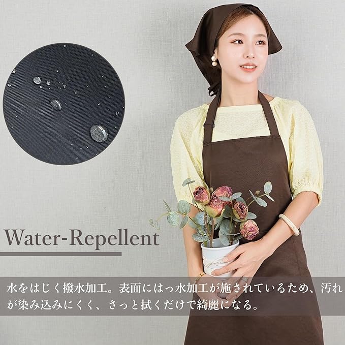 楽天市場】エプロン+三角巾セット 首掛け 男女兼用 撥水加工 サイズ