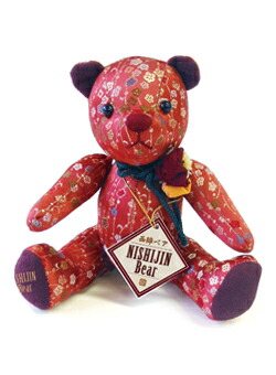 楽天市場】和風 ぬいぐるみ 西陣織 テディベア 赤 nishijin-brocade