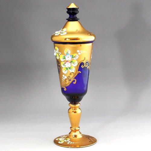 楽天市場】ヴェネチアン グラス ムラノ 蓋付 ゴブレット 24金彩