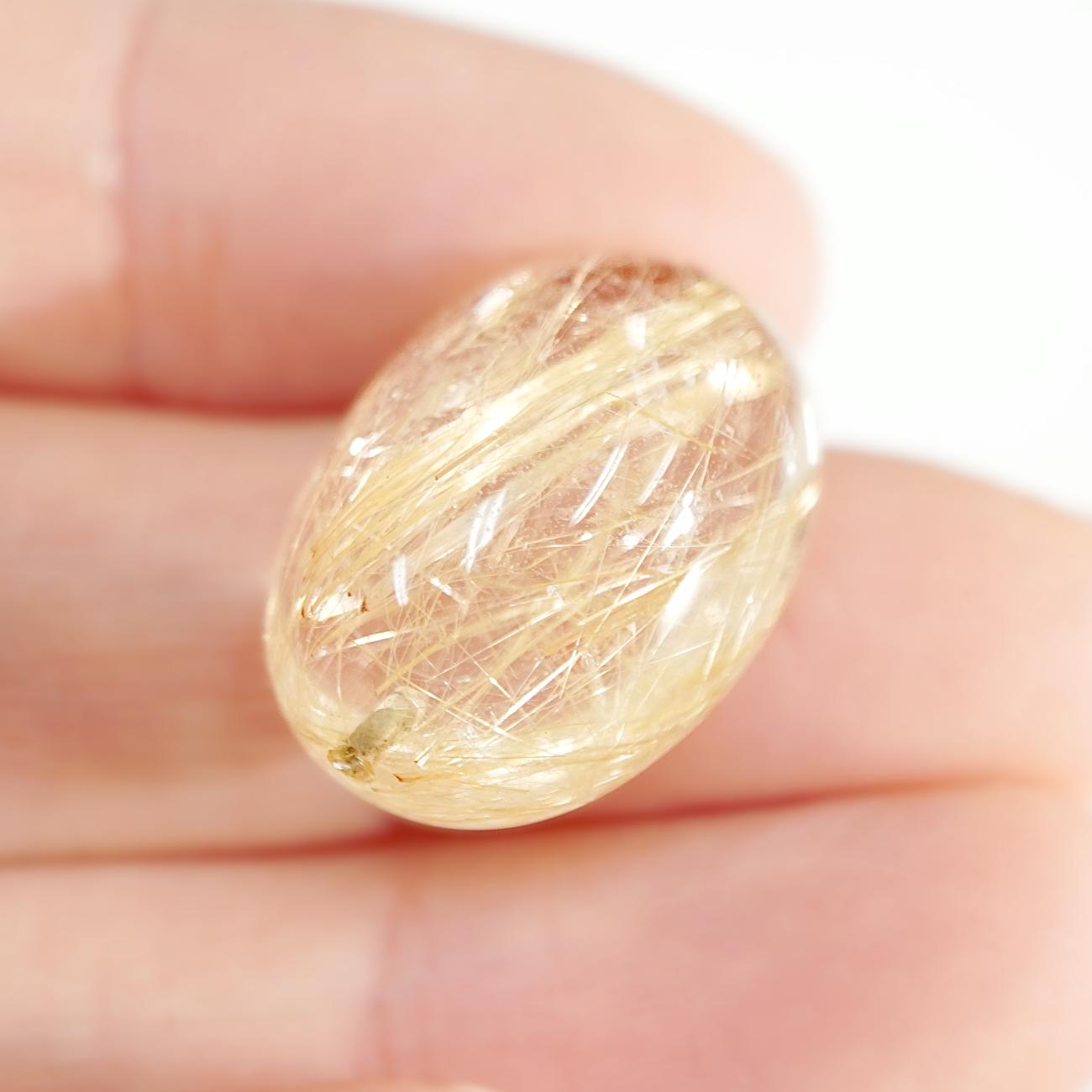 楽天市場】【20.03ct】ルチルクォーツ（片穴）約15×20.2mm ルース 裸石