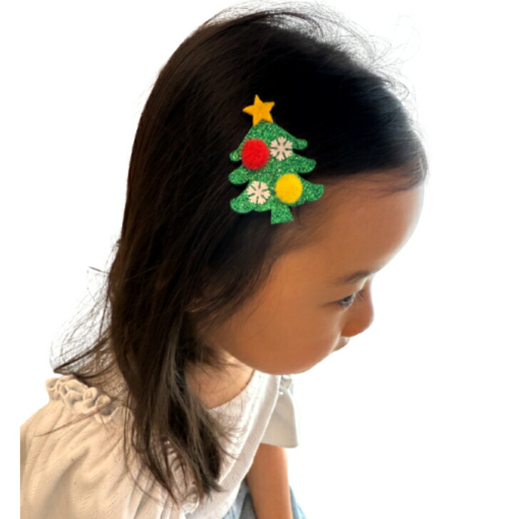 楽天市場】【 ベビー ヘアクリップ 】ラメ クリスマスツリー モチーフ