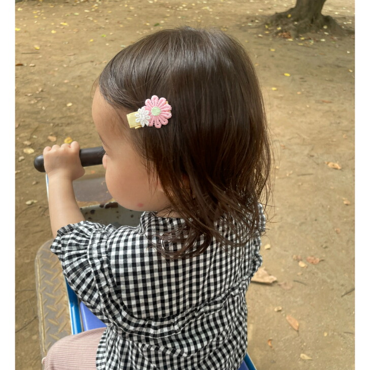 楽天市場】【 ベビー ヘアクリップ 】 レース 大小 2フラワー 3.5cm