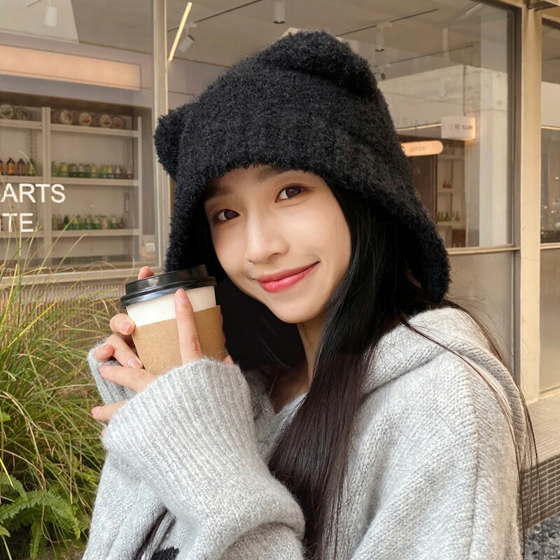 楽天市場】猫耳 ニット帽 紐付け 小顔見せ 女の子 帽子 レディース 5色