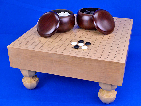 足つき囲碁盤、碁笥、碁石のセット 囲碁セット 新かや2寸ハギ足付碁盤セット(蛤碁石28号・欅碁笥特大