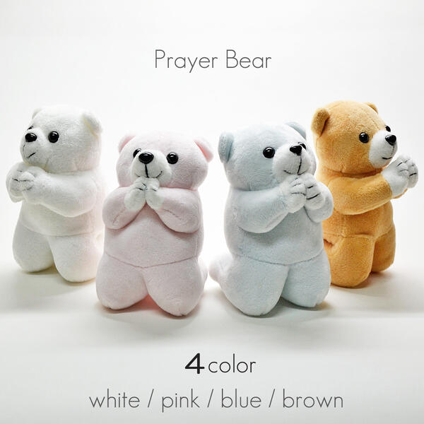 楽天市場】お祈りクマさん 001ホワイト ピンク ブルー ブラウン