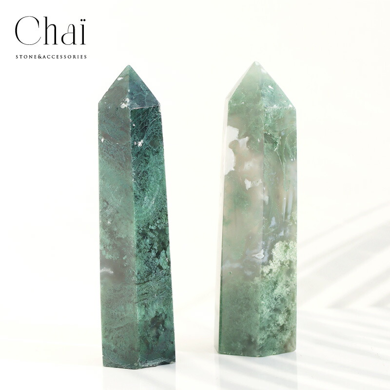 楽天市場】天然石 モスアゲート ポイント 六角柱 ストーン インテリア