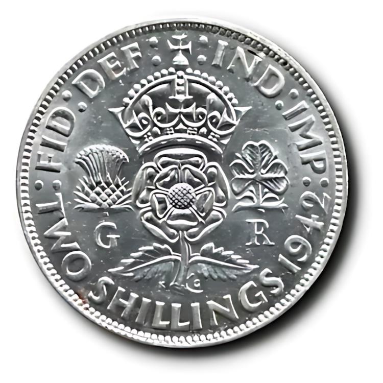 楽天市場】1942年 イギリス ジョージ6世 2シリングAU : 世界の紙幣・金