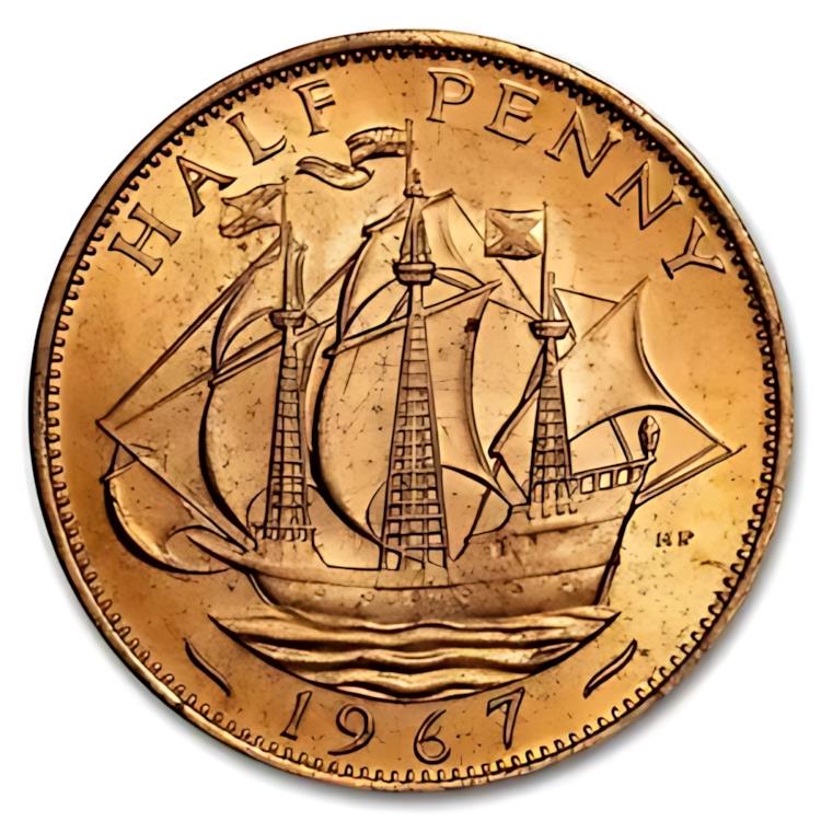 楽天市場】1967年 イギリス ブロンズ ハーフペニー エリザベス 2 世 BU