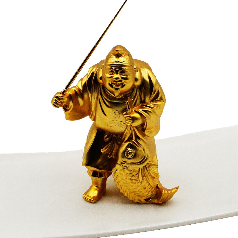 楽天市場】えびす様 恵比寿 えびす 像 福笹船付 24K 純金メッキ 御守り