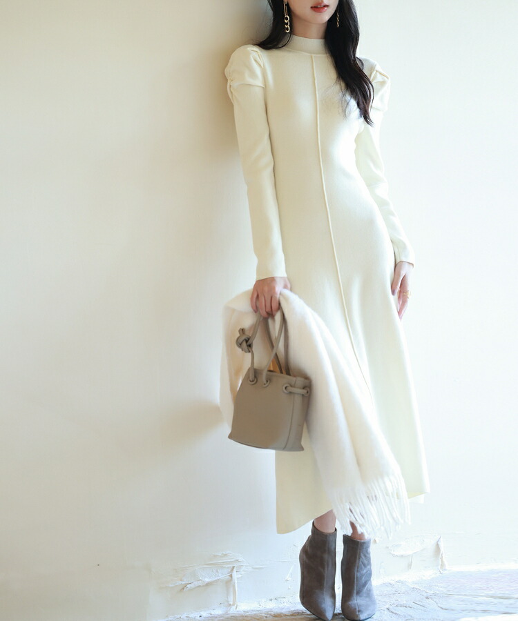 楽天市場】ワンピース レディース ニットワンピース ミモレ丈 プチ