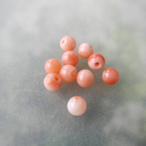 楽天市場】ピンク珊瑚 パーツ (10個セット) 約4ミリ 片穴 『宝石サンゴ