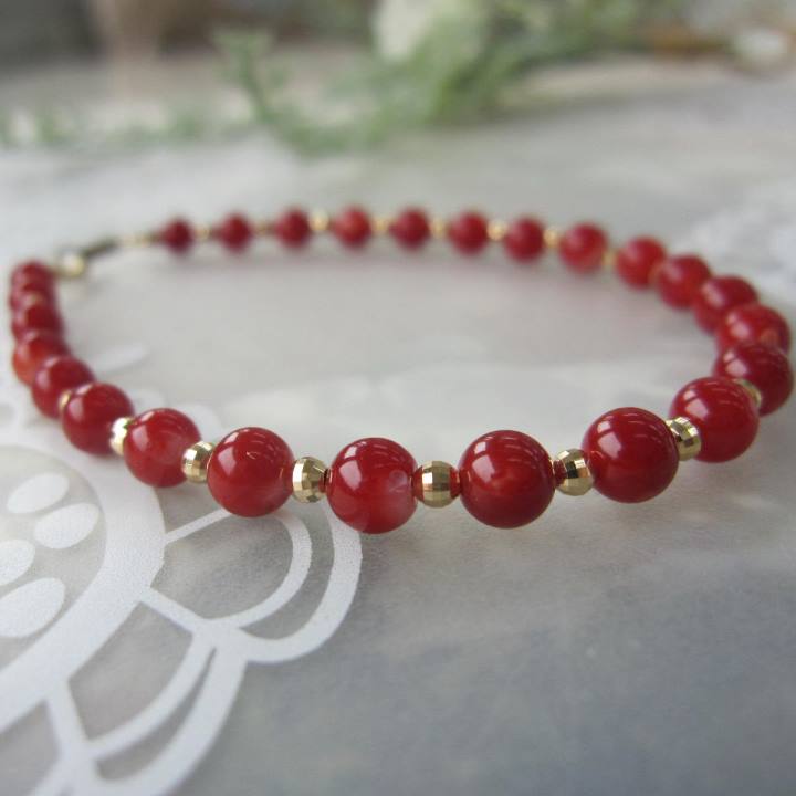 楽天市場】日本 高知産血赤珊瑚 ブレスレット K18 K18ミラーボール