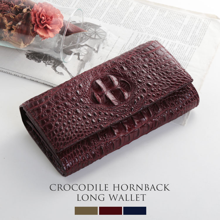 楽天市場】クロコダイル ホーンバック かぶせ 長財布 レディース