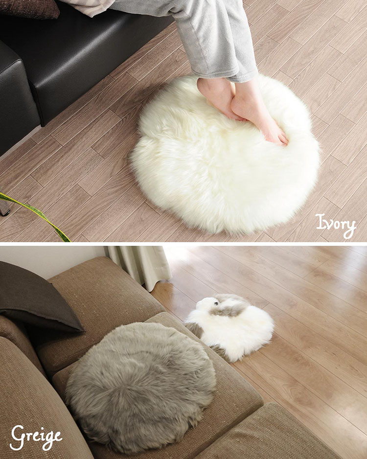 楽天市場】ムートン ラグ 円形 丸型 座布団 チェアマット チェアラグ