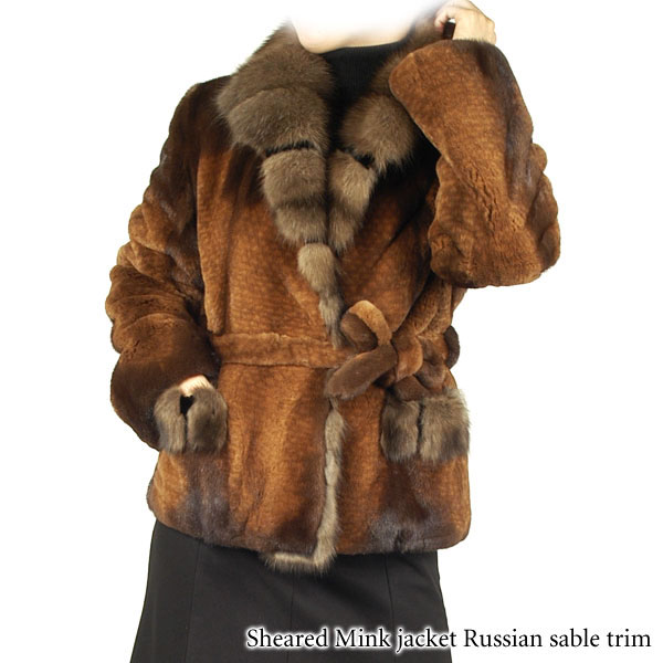 楽天市場】シェアードミンク ジャケット ロシアンセーブル トリミング