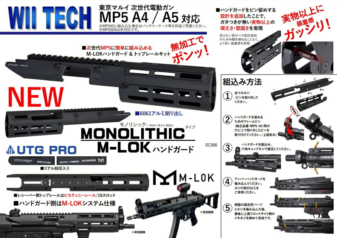 楽天市場】WII TECH MONOLITHIC M-LOKタイプ ハンドガード 東京マルイ