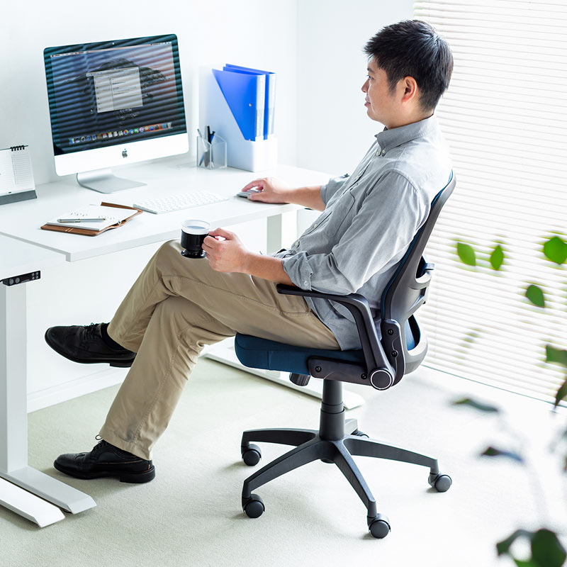 楽天市場】オフィスチェア(メッシュ・跳ね上げ肘・ブルー) : サンワ