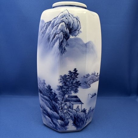 楽天市場】花器 花瓶 砥部焼 六角花瓶 米田南光 南光窯青染付山水