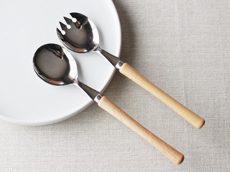 楽天市場】【アウトレット】ウッドハンドルのサラダサーバー