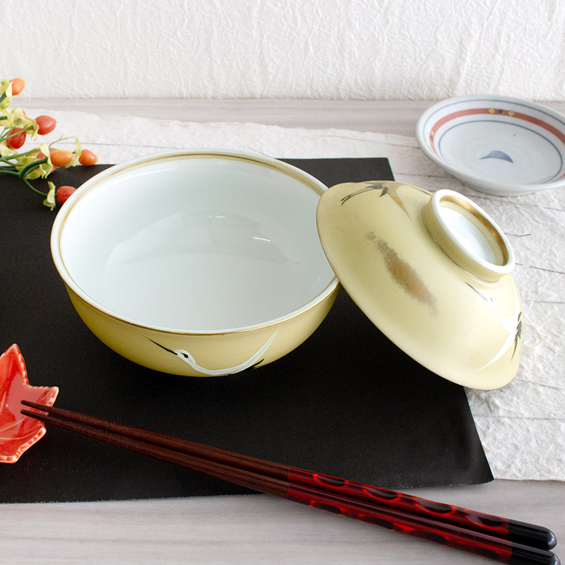 楽天市場】【アウトレット】ベージュ 鶴 蓋向 Φ14cm / 和食器 蓋向