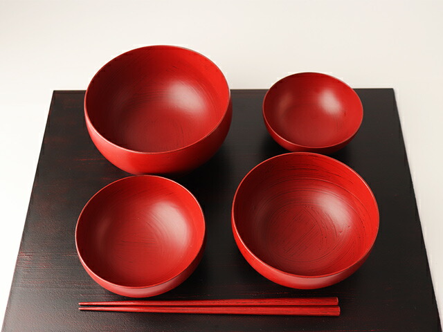 楽天市場】四つ椀応量器 ( 木製 ) 刷毛根来 山岸厚夫 うるし工房錦壽