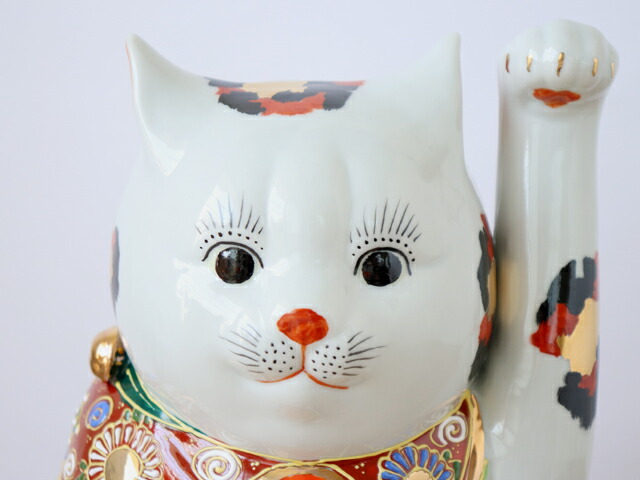 楽天市場】九谷焼 10号 招き猫 金三毛 ( 右手・左手 / 布団付