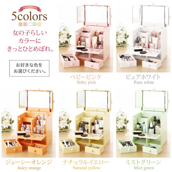 楽天市場】女性スタッフが考えた 鏡付き メイクボックス 三面鏡 ミニ