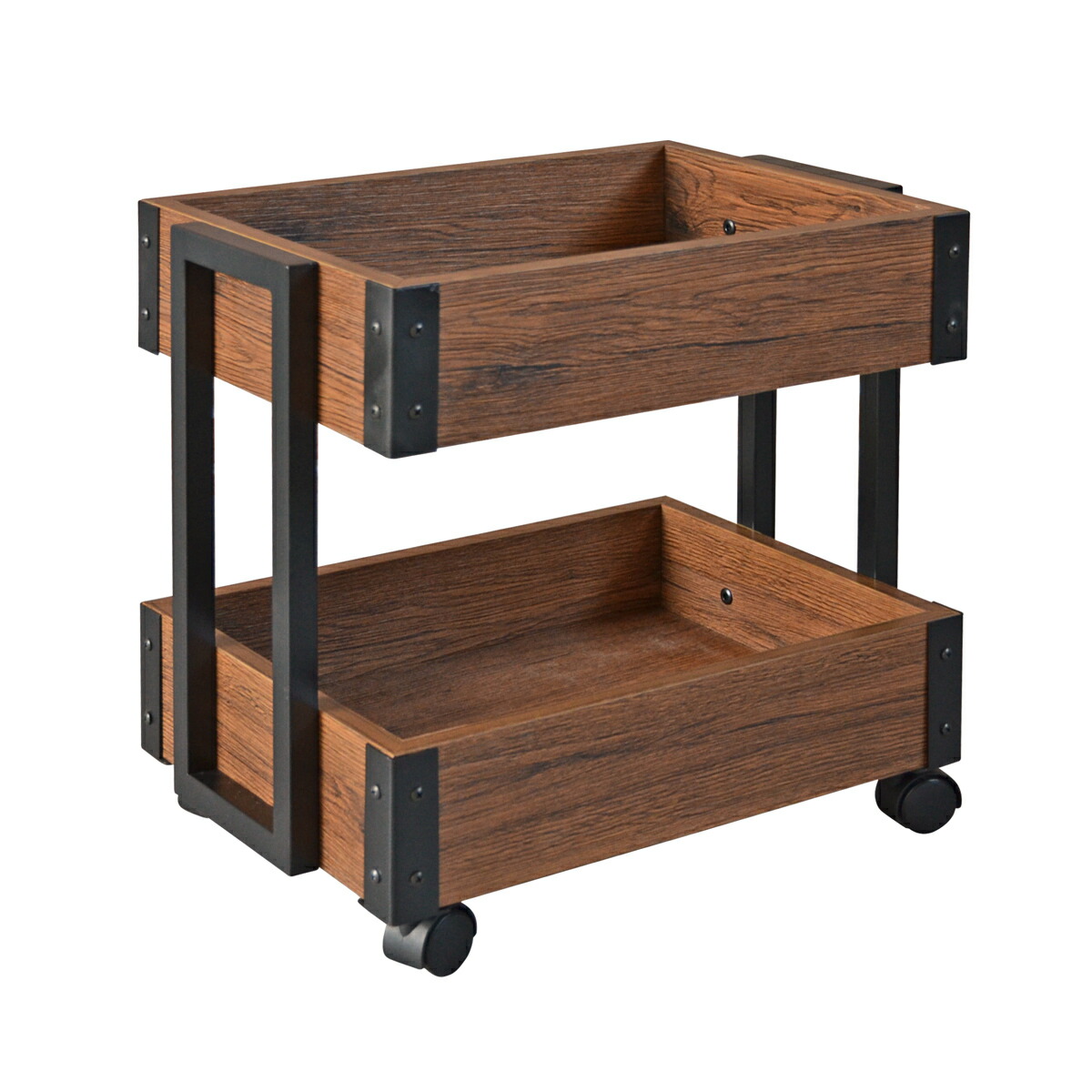 楽天市場】ヴィンテージ風な仕上がり 木製 2段ワゴン キャスター付き