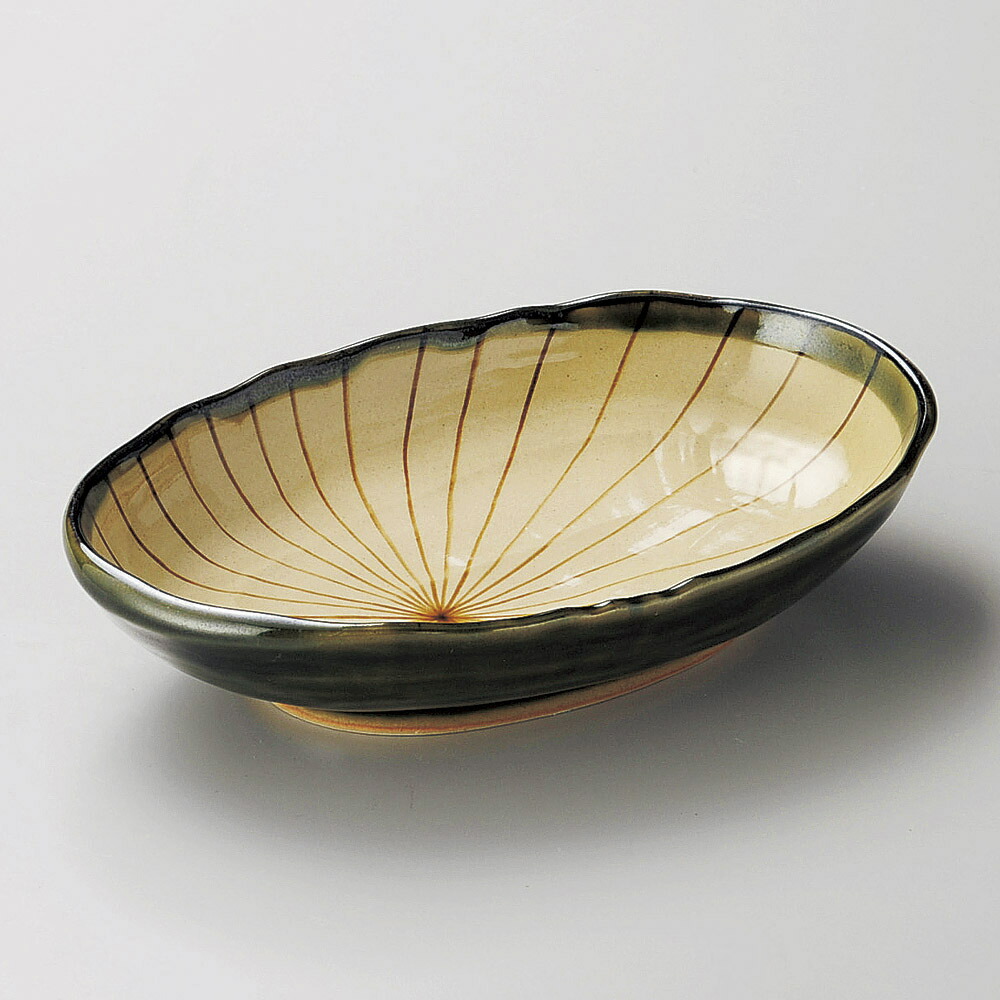 楽天市場】織部内筋 楕円6寸鉢 瀬戸織部 織部焼 : 干支お雛様のせと