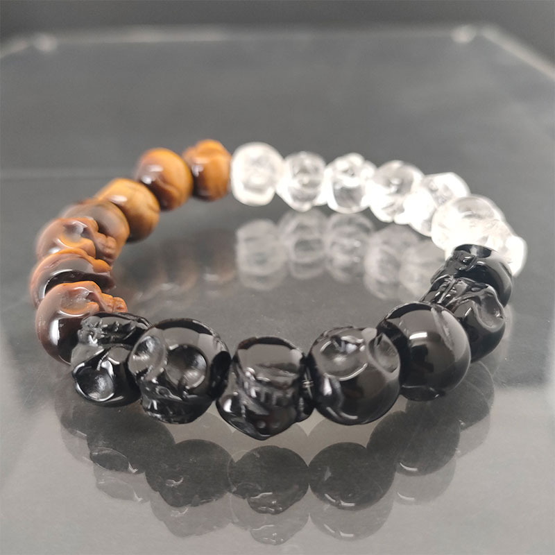 楽天市場】タイガーアイ オニキス 水晶 ブレスレット 17.5cm メンズ