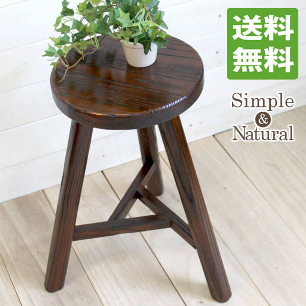 楽天市場】スツール 丸 ウッド 木製 3本足 ブラウン [高さ49cm]送料