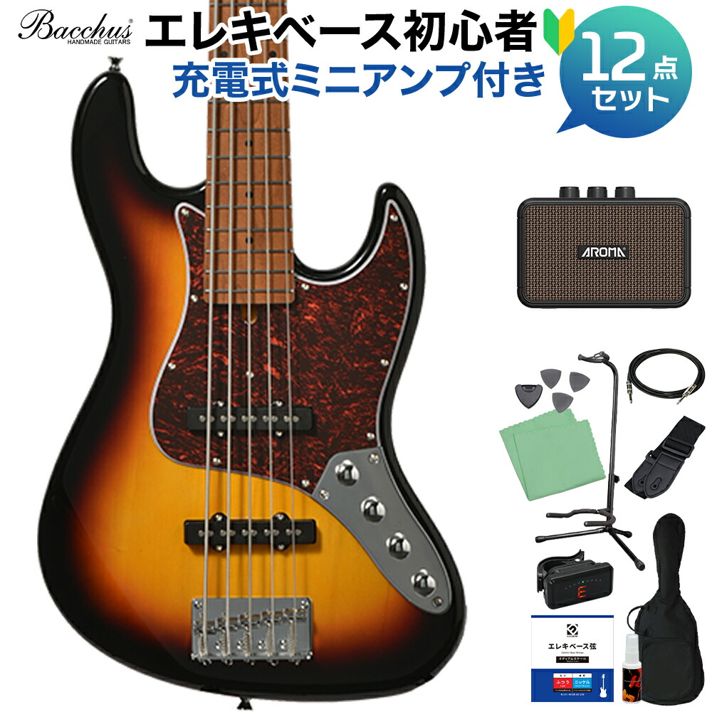 楽天市場】Bacchus WJB5-1DX-AC RSM/M 選べるアンプ初心者セット 5弦