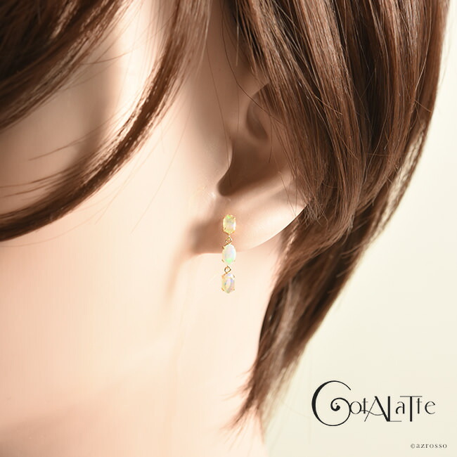 楽天市場】揺れる 3連 オパール ピアス 天然石 18K ゴールド 華奢