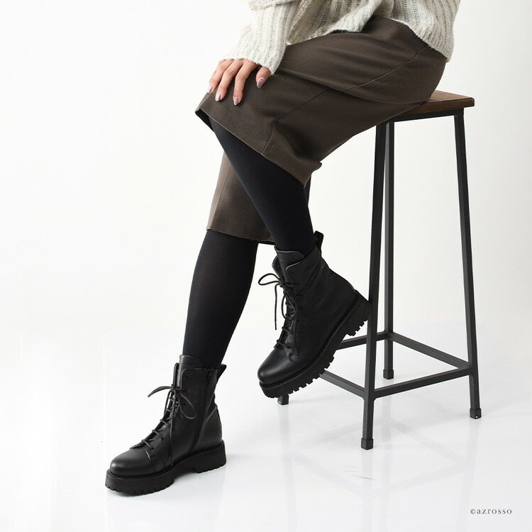 楽天市場】編み上げブーツ レディース 厚底 ショート ブーツ 歩き