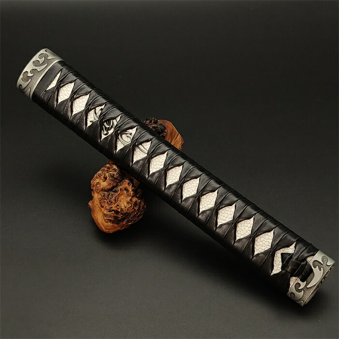 楽天市場】日本刀装具 大刀柄 打刀 長約26CM 新品 木製柄 合成鮫皮