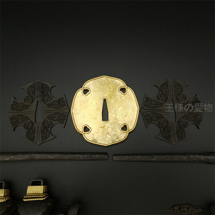 楽天市場】飾り太刀 太刀金具 煮黒 毛彫一作 刀鍔 目貫 縁頭 切羽 鐺