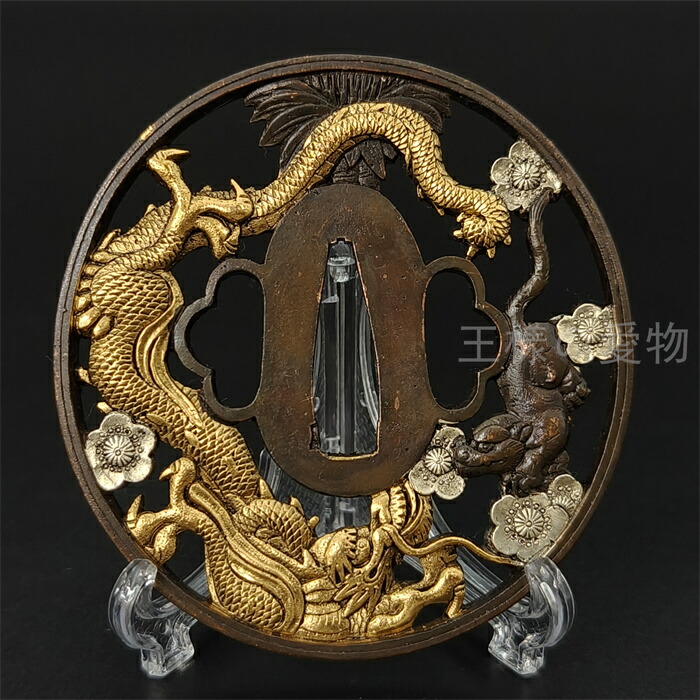 楽天市場】日本刀装具 刀鍔 龍虎図 銅色 銅地 金工 細工 鍔 つば 居合