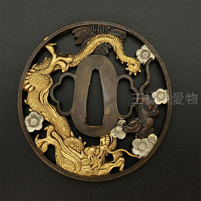 楽天市場】日本刀装具 刀鍔 龍虎図 銅色 銅地 金工 細工 鍔 つば 居合