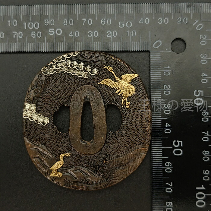 楽天市場】日本刀装具 百鶴の図 刀鍔 銅地 細工 絵金銀 鍔 刀の鍔 ツバ