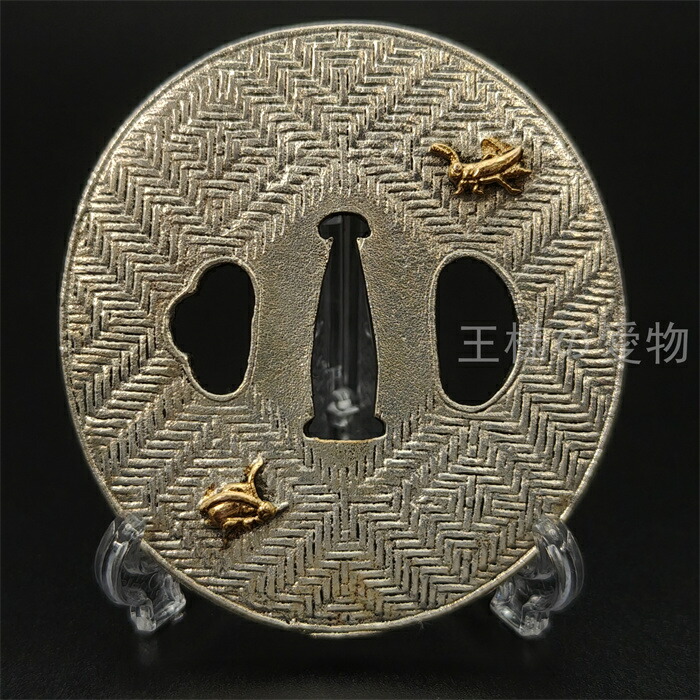 楽天市場】日本刀装具 刀鍔 銀笹夏虫図 銅地 金工 細工 鍔 つば 居合用