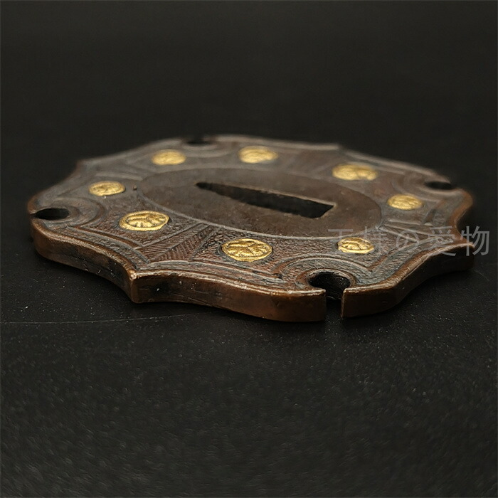 楽天市場】日本刀装具 刀鍔 家紋図 三つ葉葵 銅地 金工 細工 鍔 つば