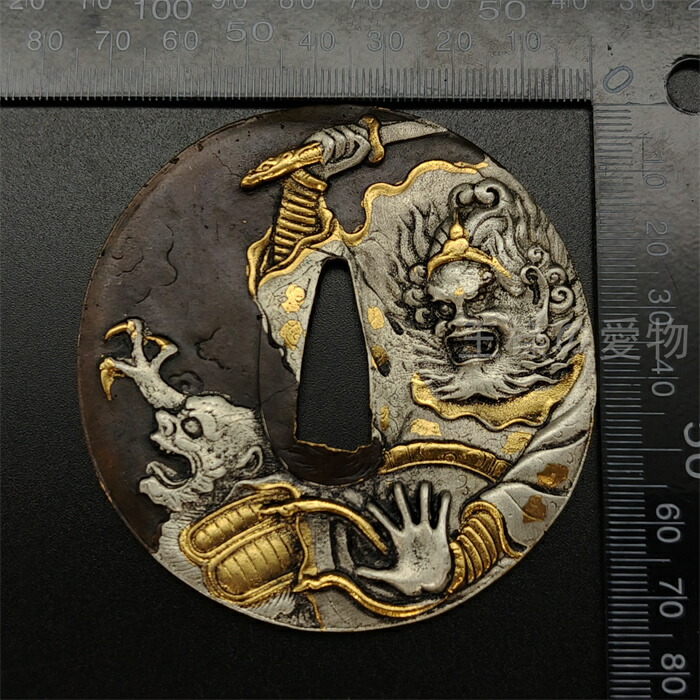 楽天市場】日本刀装具 刀鍔 閻魔大王図 銅地 金工 細工 鍔 つば 居合用