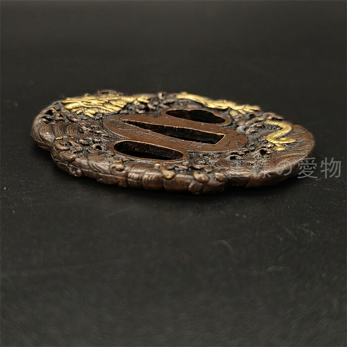 楽天市場】日本刀装具 刀鍔 金龍出海図 浮彫り 銅地 金工 細工 鍔 つば