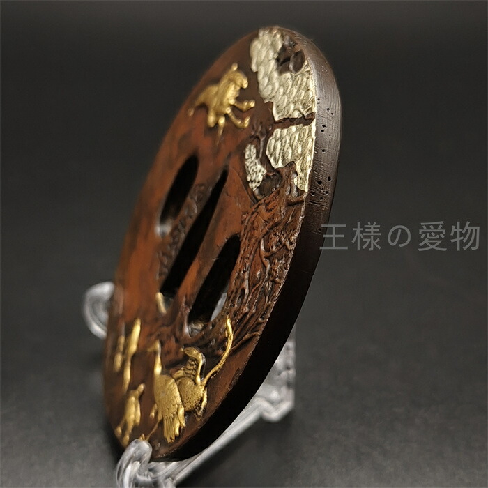 楽天市場】日本刀装具 刀鍔 松鶴図 銅地 金工 細工 鍔 つば 居合用