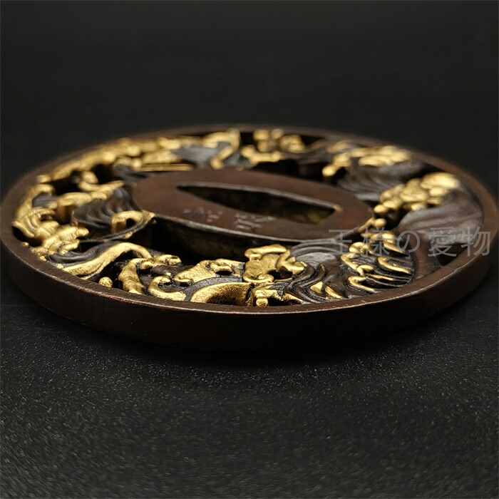 楽天市場】日本刀装具 刀鍔 波図 銅地 金工 細工 鍔 つば 居合用 刀剣