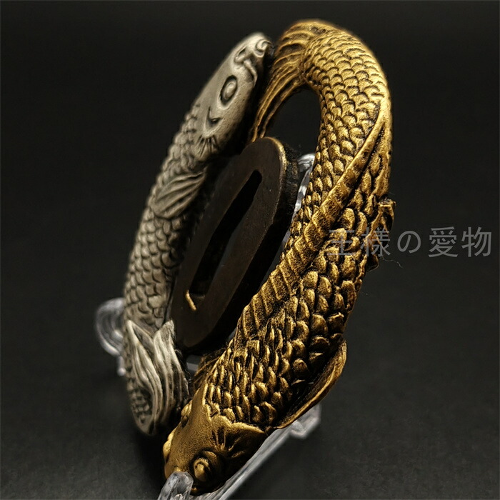 楽天市場】日本刀装具 刀鍔 双魚図 銅地 金工 細工 鍔 つば 居合用